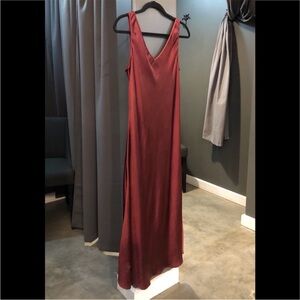 Margaret O’Leary Satin Bias Cut Midi Slip Dress with double V-neck, Medium